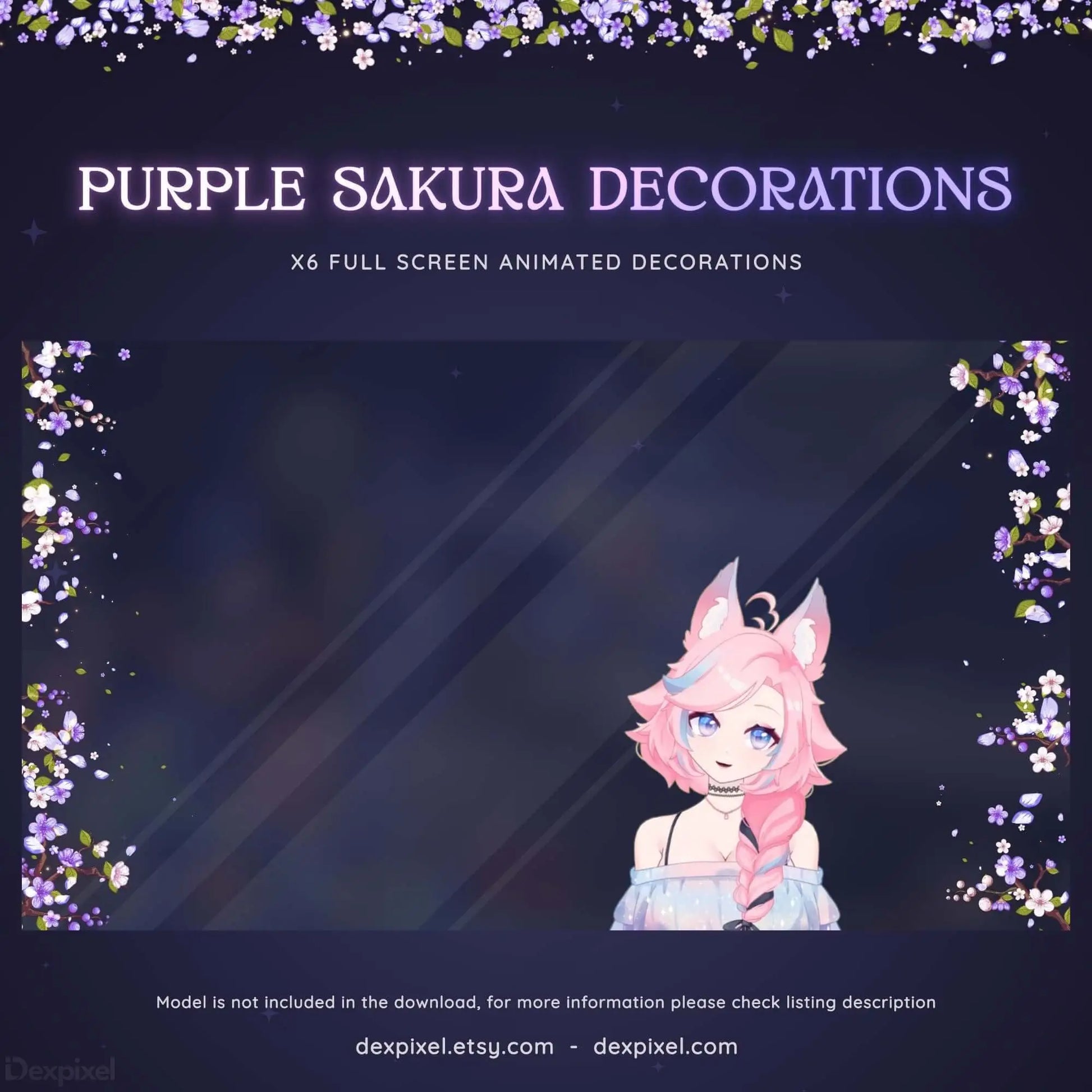 animated pastel floral vtuber stream add on