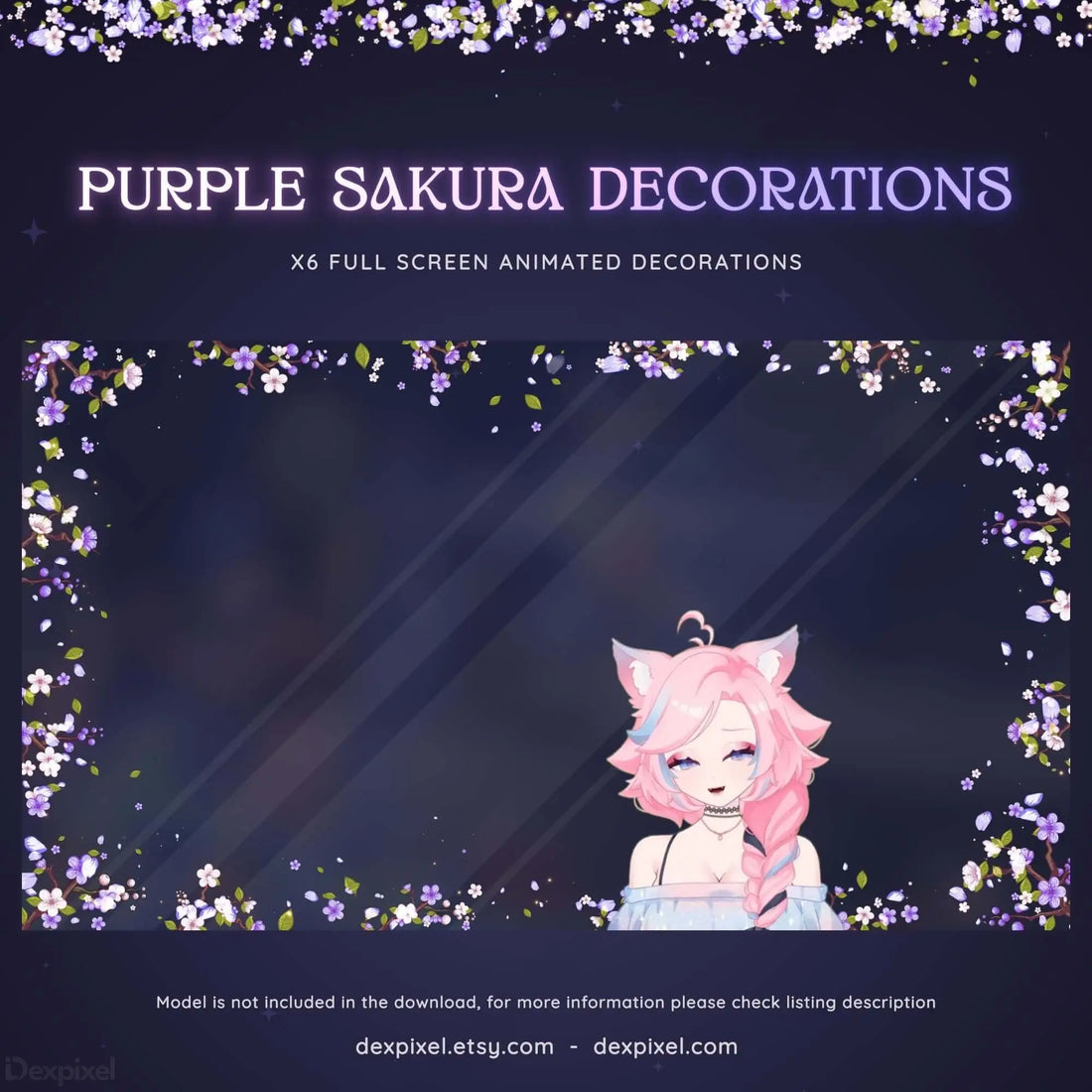 purple white sakura cherry blossom stream decoration