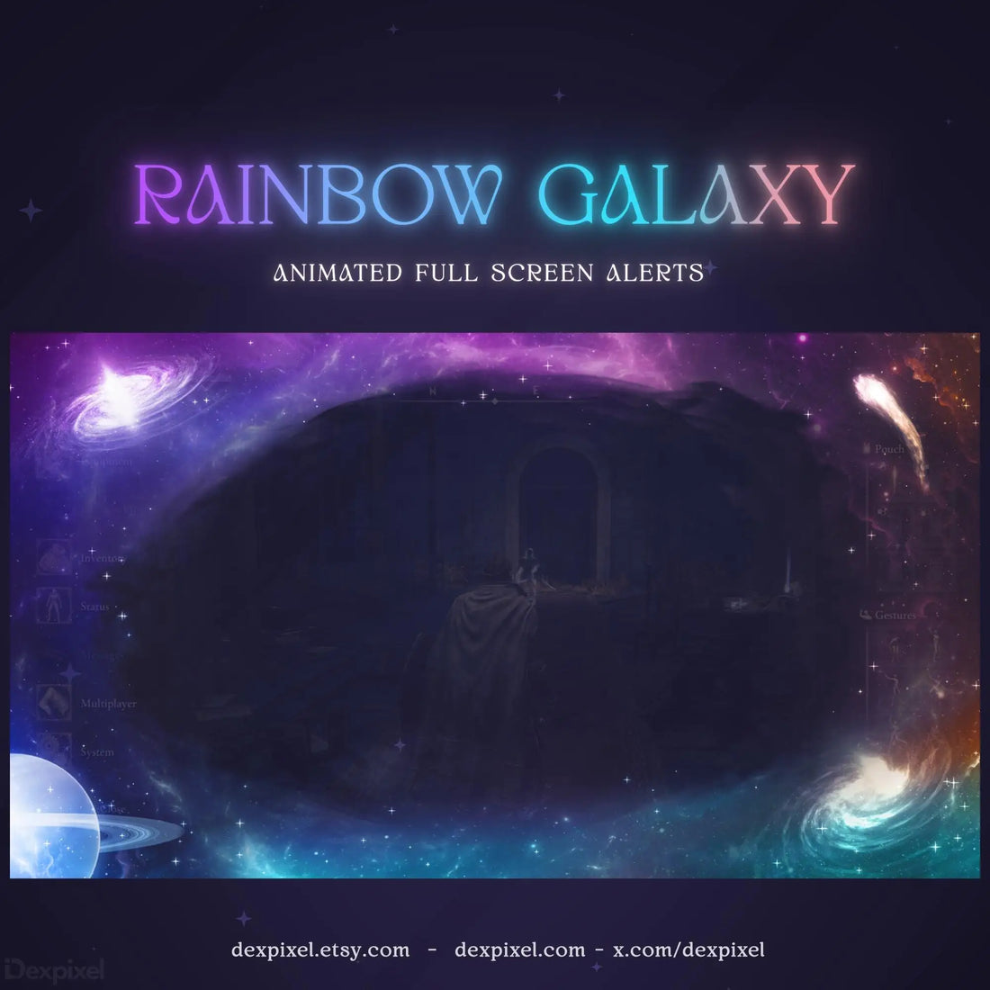 Rainbow Galaxy Nebula Animated Stream Alert for Twitch, VTuber, and YouTube