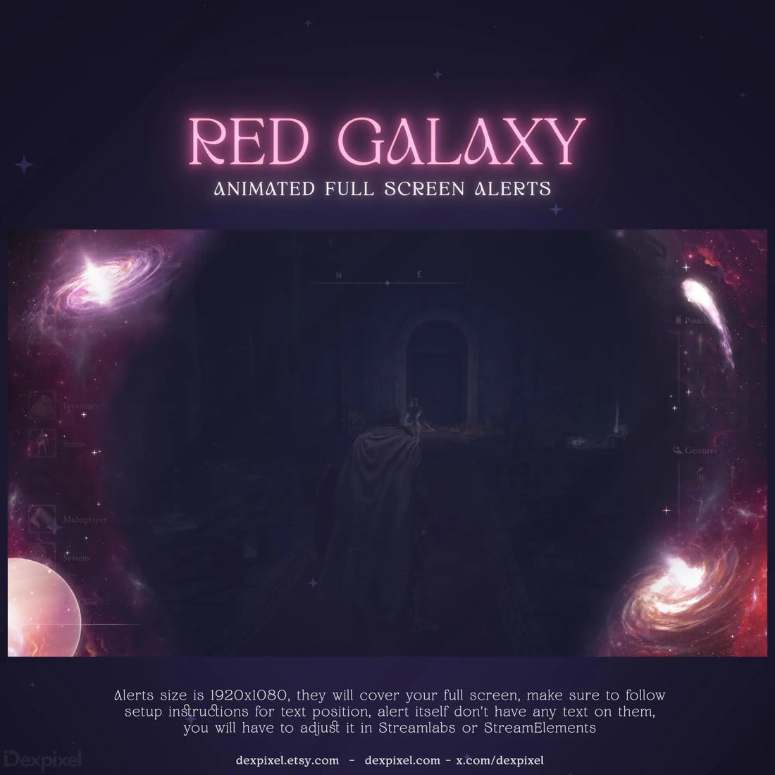 Red Galaxy Nebula Animated Stream Alert for Twitch, VTuber, and YouTube
