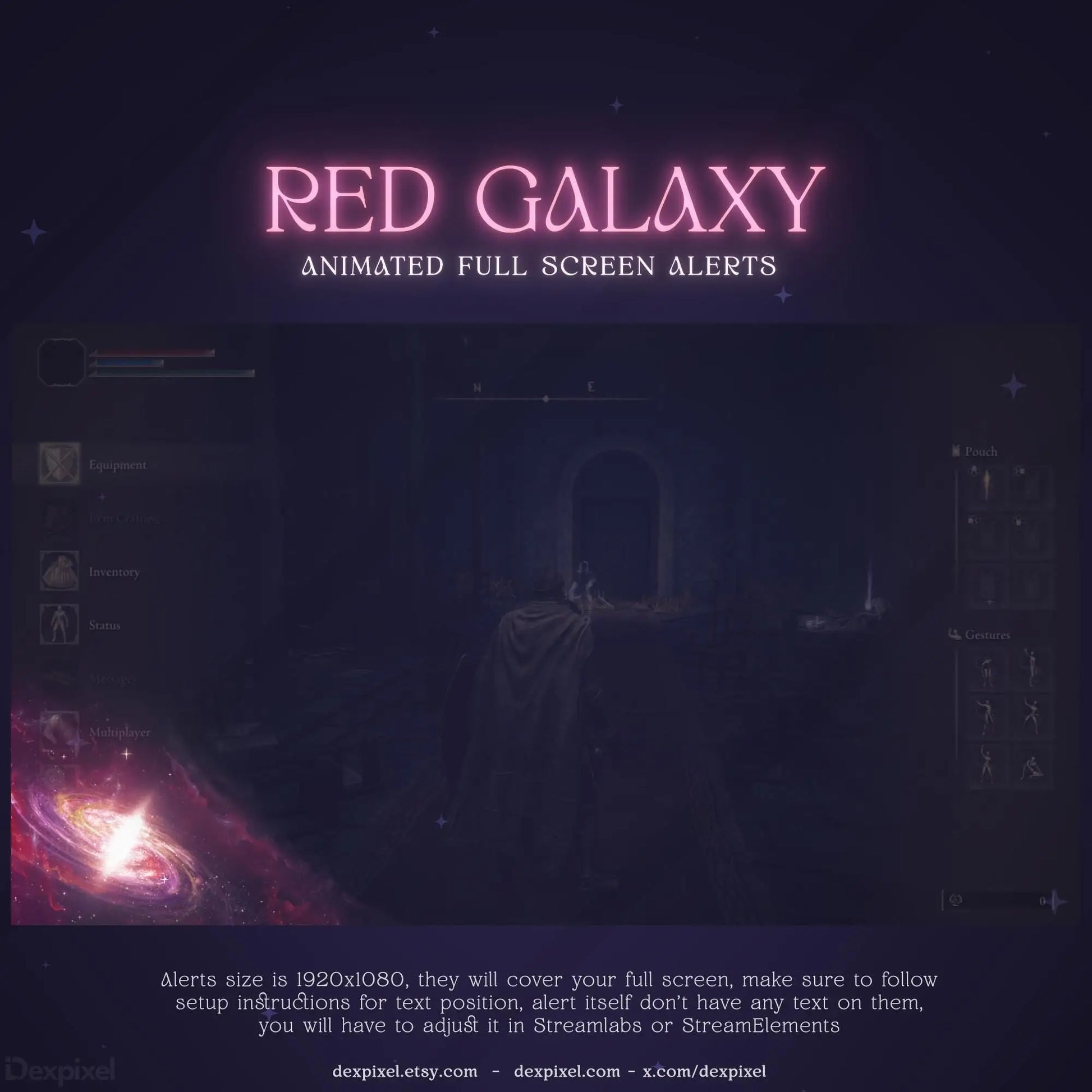 Red Galaxy Animated Galactic Stream Alert for Twitch, VTuber, and YouTube