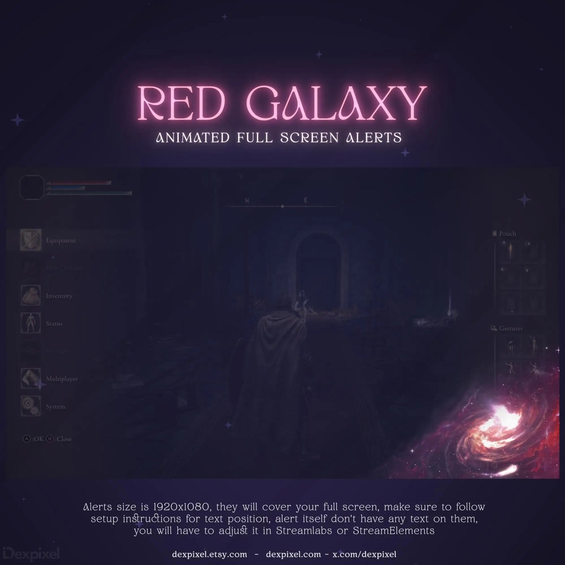 Red Galaxy Nebula Galactic Stream Alert for Twitch, VTuber, and YouTube