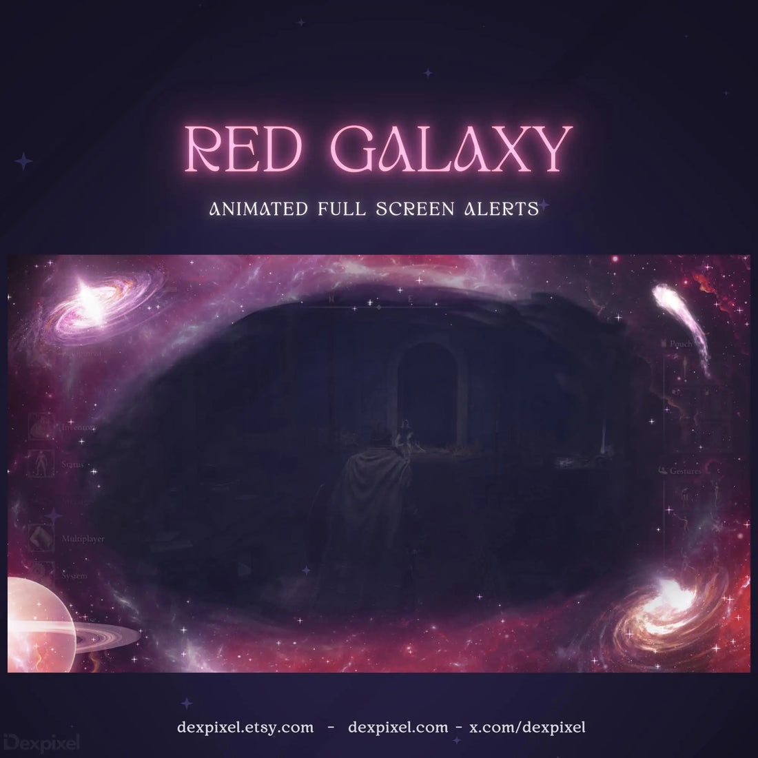 Red Galaxy Nebula Animated Stream Alert for Twitch, VTuber, and YouTube