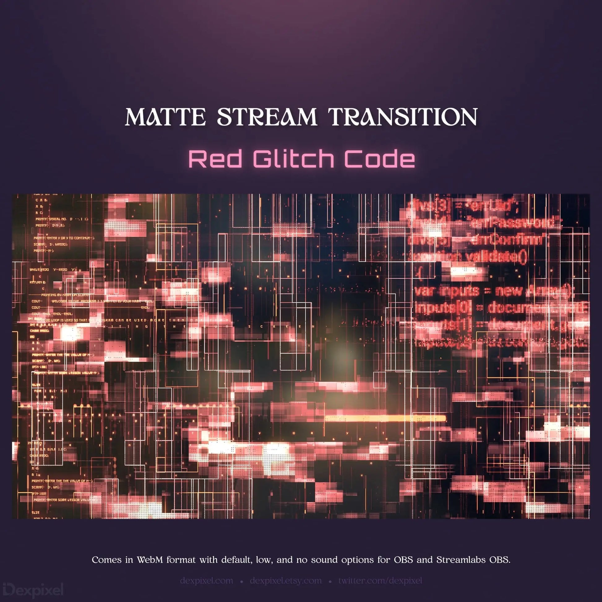 Red glitch code stream transition.