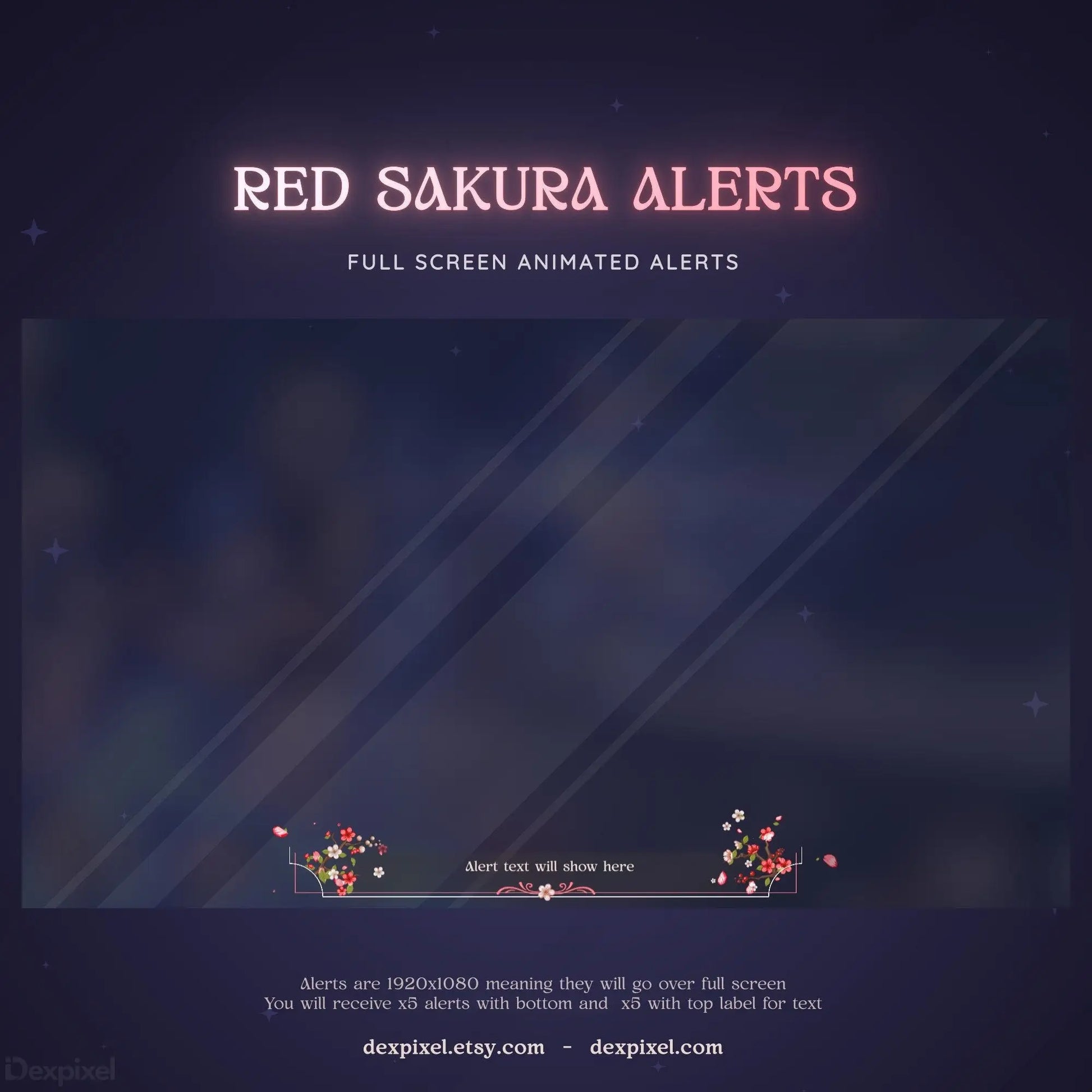 Red sakura cherry blossom vtuber stream alert