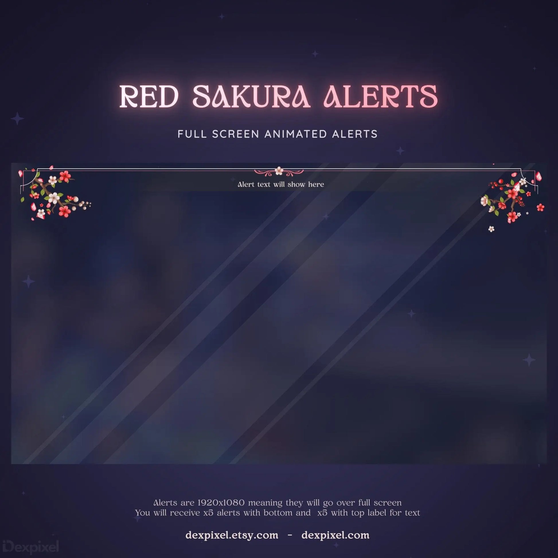 red cherry blossom stream alerts twitch overlay