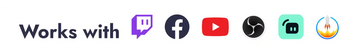 A row of social media platform icons including Twitch, Facebook, YouTube, TikTok, LinkedIn and Discord