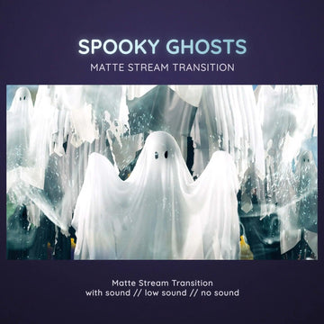 White cartoon ghost with black eyes floating in a spooky pose.
