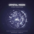 Glowing circular crystal moon design with spiral patterns and ethereal light effects.