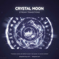 Glowing circular spiral design with crystalline geometric patterns and mystical symbols.