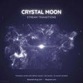 Glowing crystalline moon shape formed by swirling ethereal mist and light particles.
