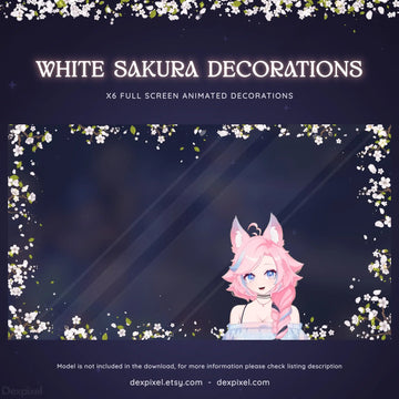 white sakura cherry blossom animated stream decoration