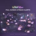Witch Hour full screen stream alerts with colorful icons on a dark background