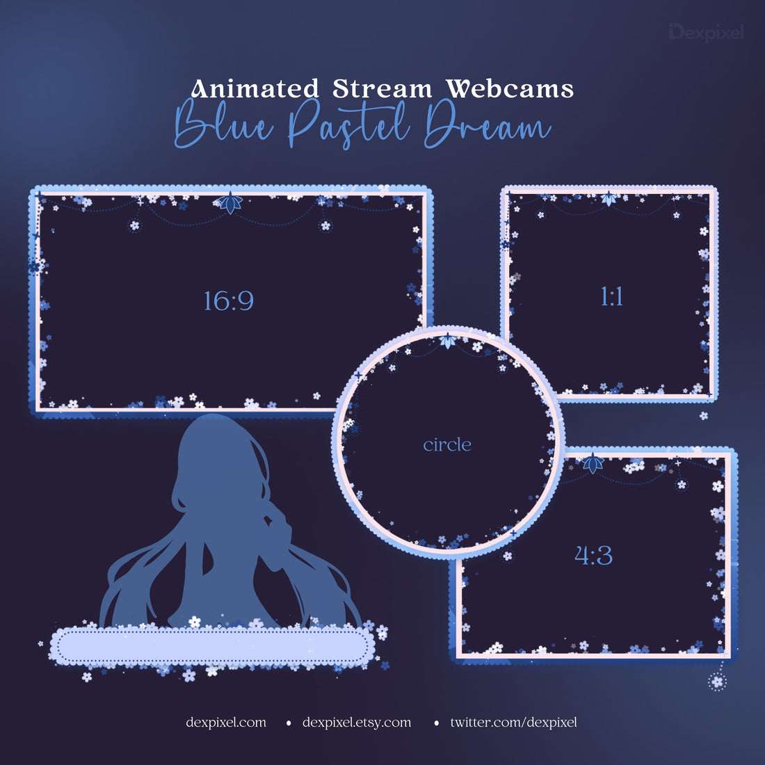 Blue animated celestial overlay for Vtuber aesthetics