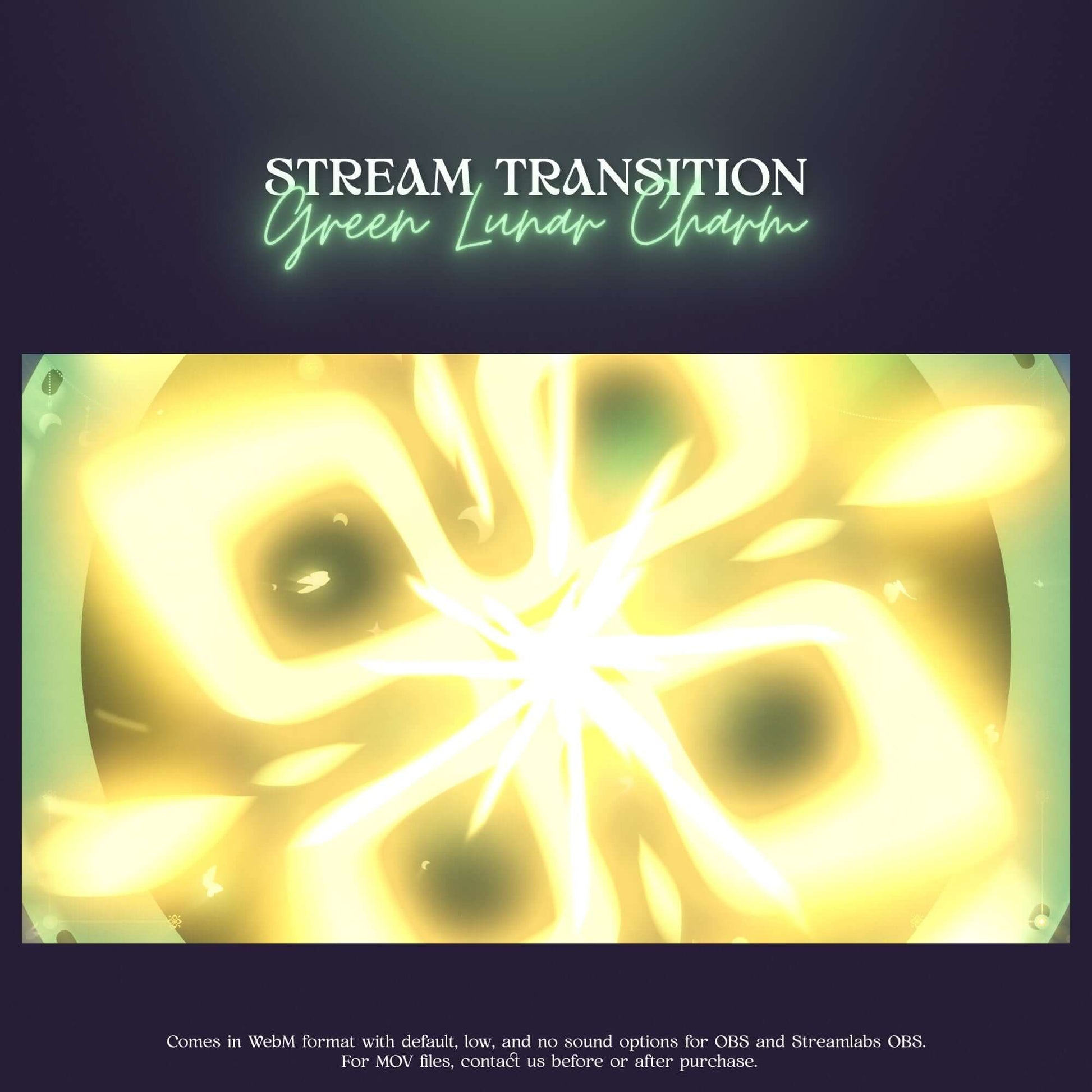 Pastel Green Lunar Charm stream transition featuring elegant moon-themed visuals for Vloggers and creators.