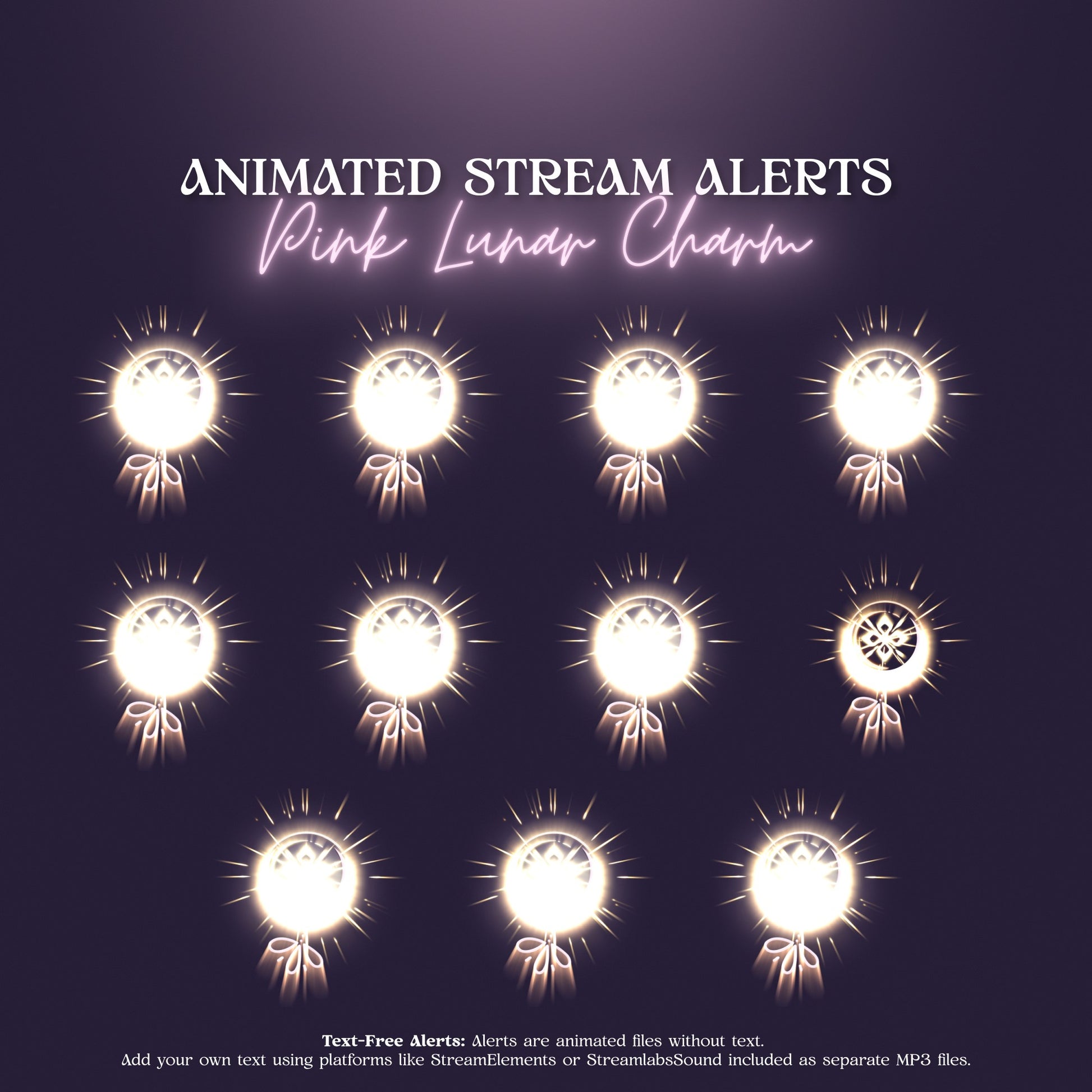 Animated Stream Alerts for VTubers | Lunar Charm Pack