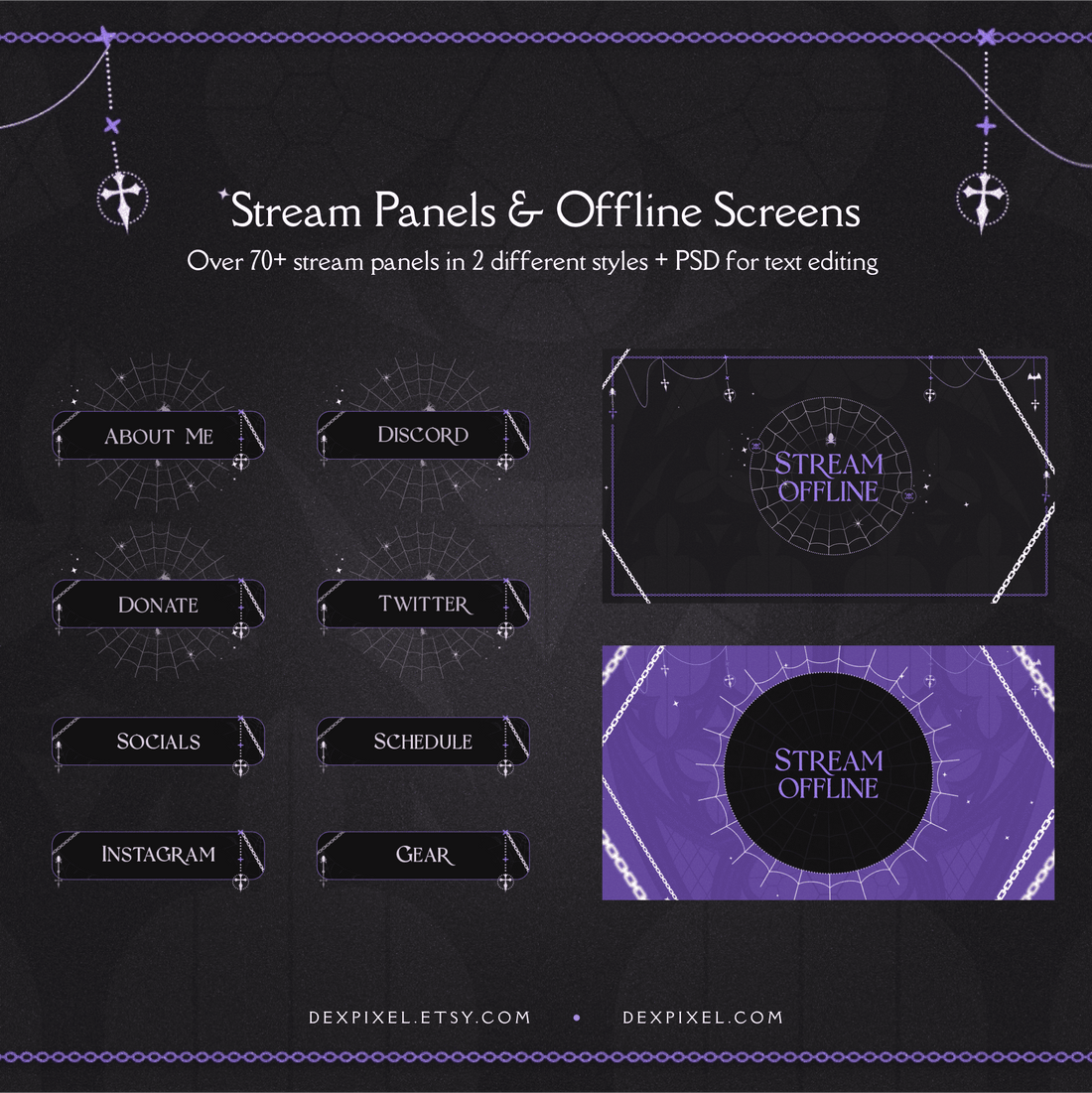 Purple Dark Goth Animated Stream Pack