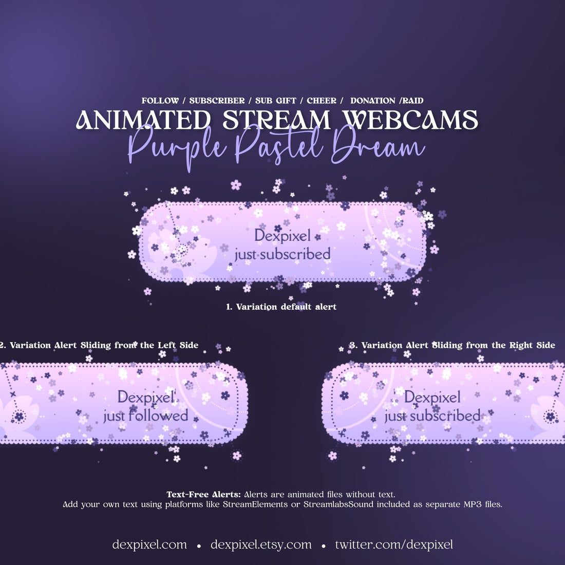 Twitch stream alerts with celestial pastel design