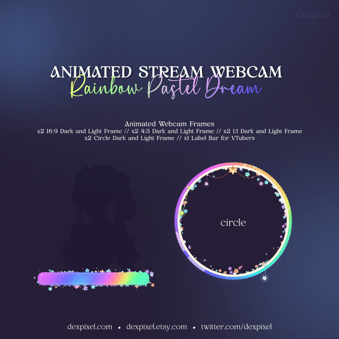 Rainbow floral celestial animated webcam overlay