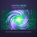 Swirling green and purple vortex with a bright center point.