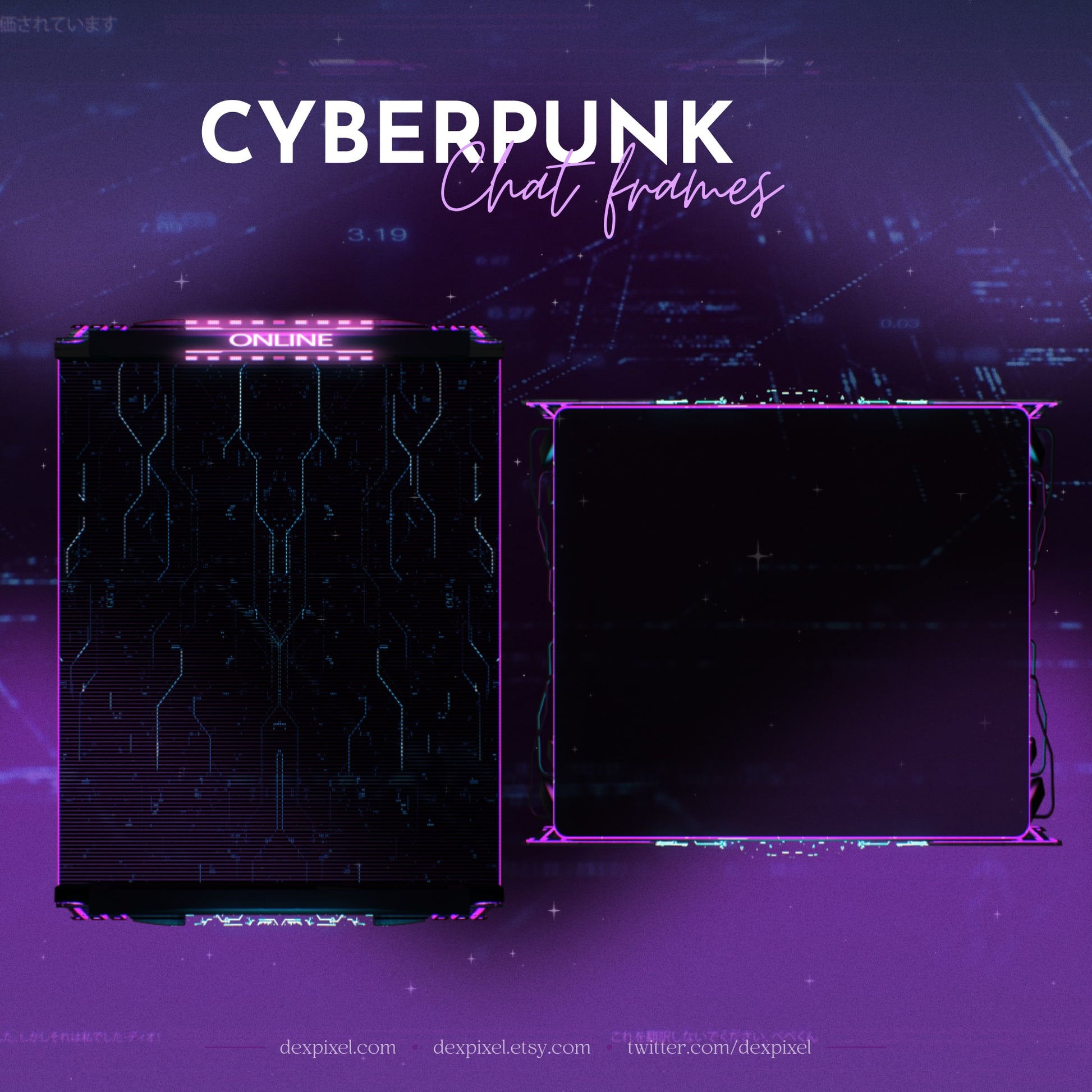 Animated Neon Overlays for Twitch | Cyberpunk Stream Pack