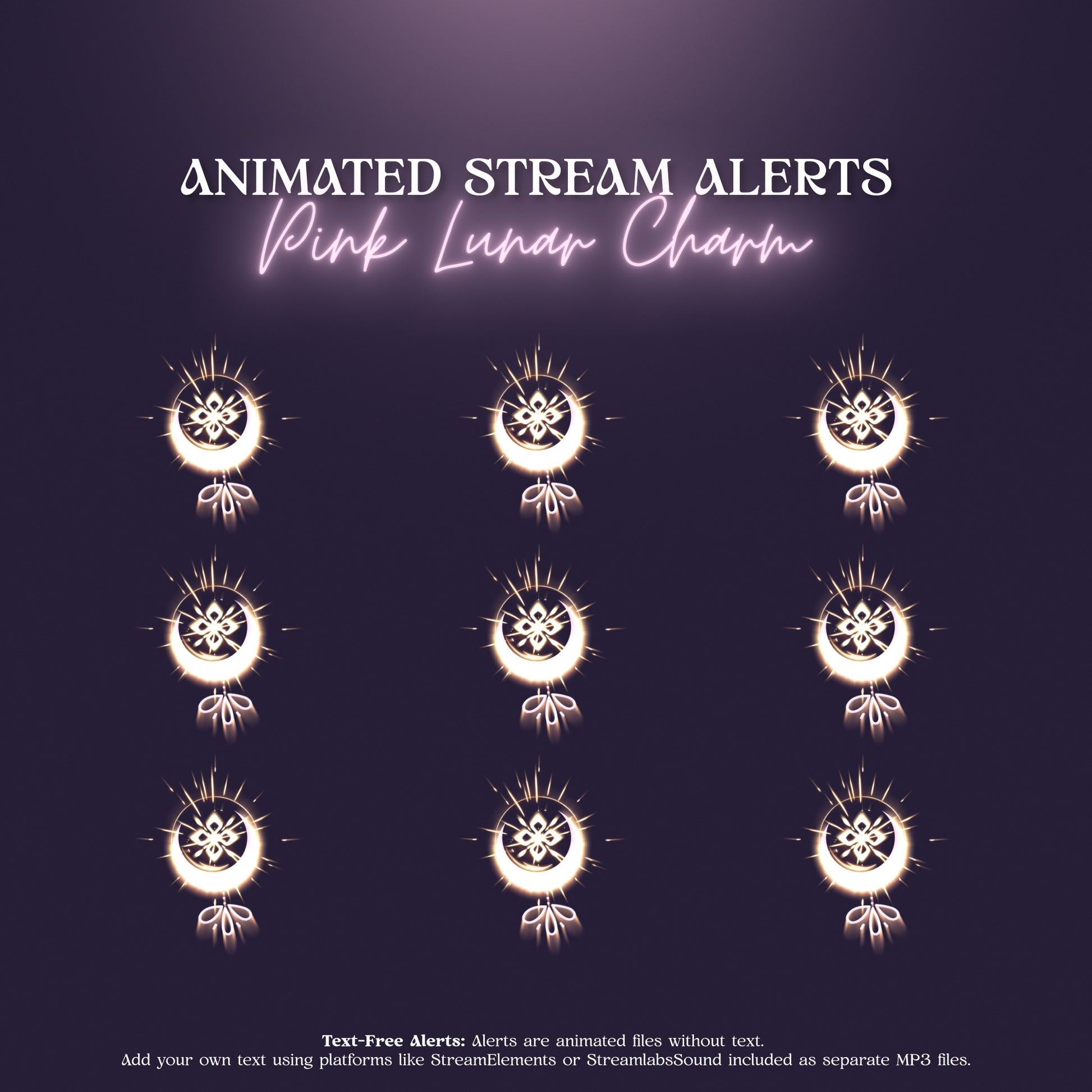 Animated Stream Alerts for VTubers | Lunar Charm Pack