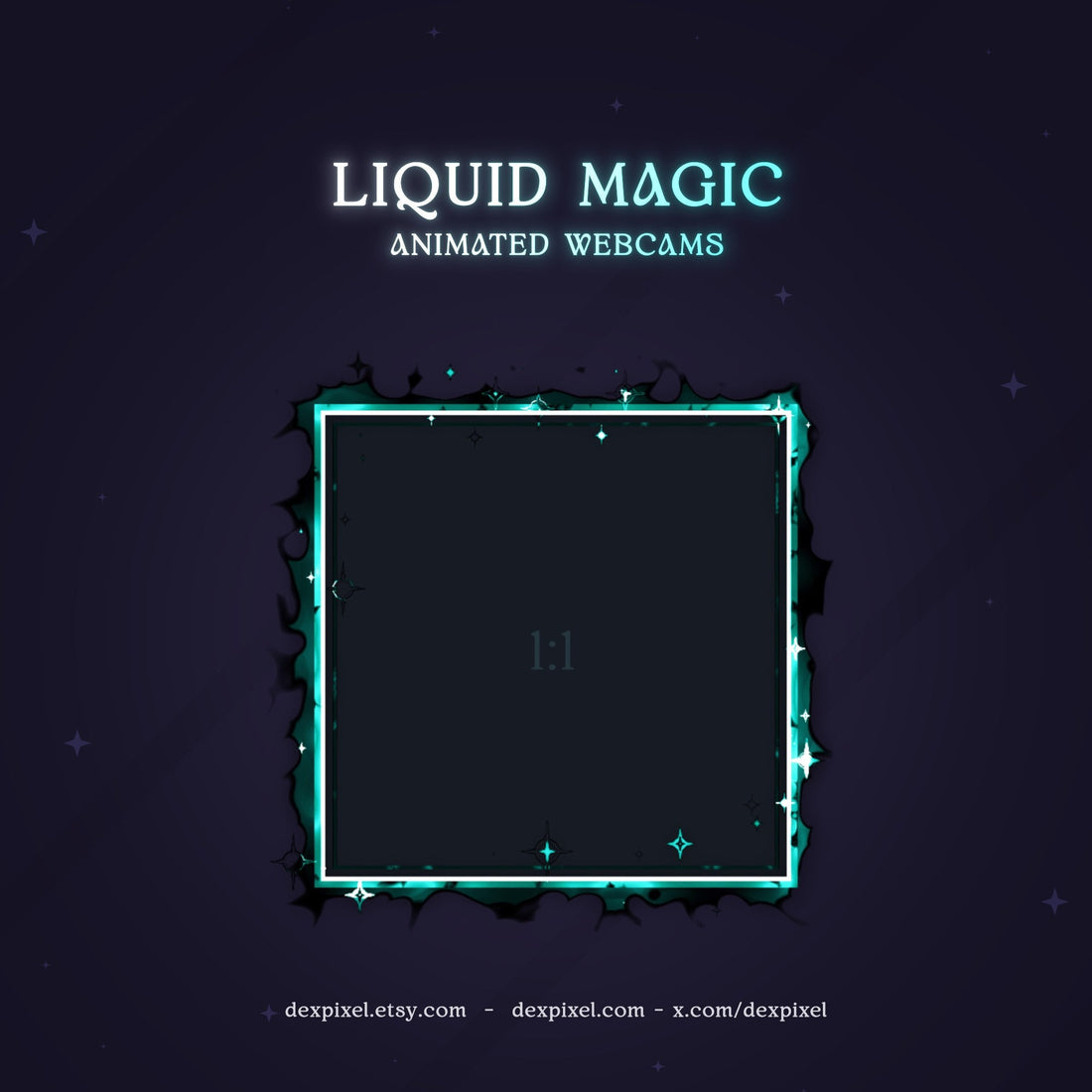 black teal liquid magic animated webcam overlay