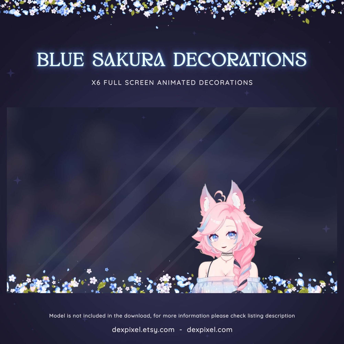 blue white sakura cherry blossom stream decoration