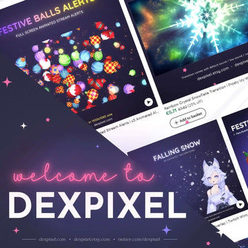 Colorful animated stream alert designs showcasing festive themes at DexPixel, perfect for enhancing your streams.