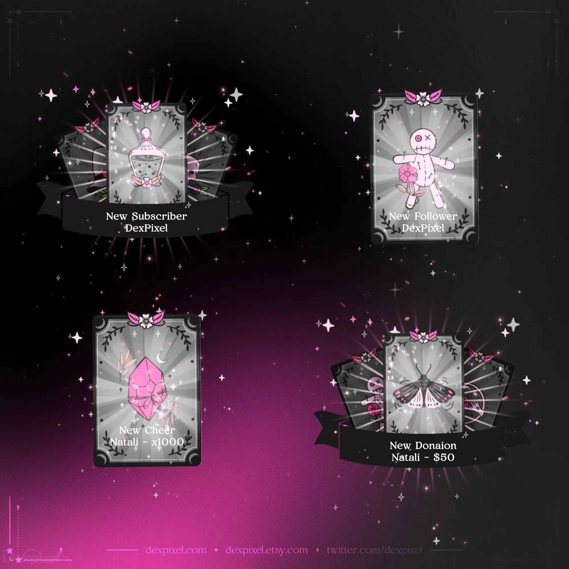 black pink animated twitch alerts