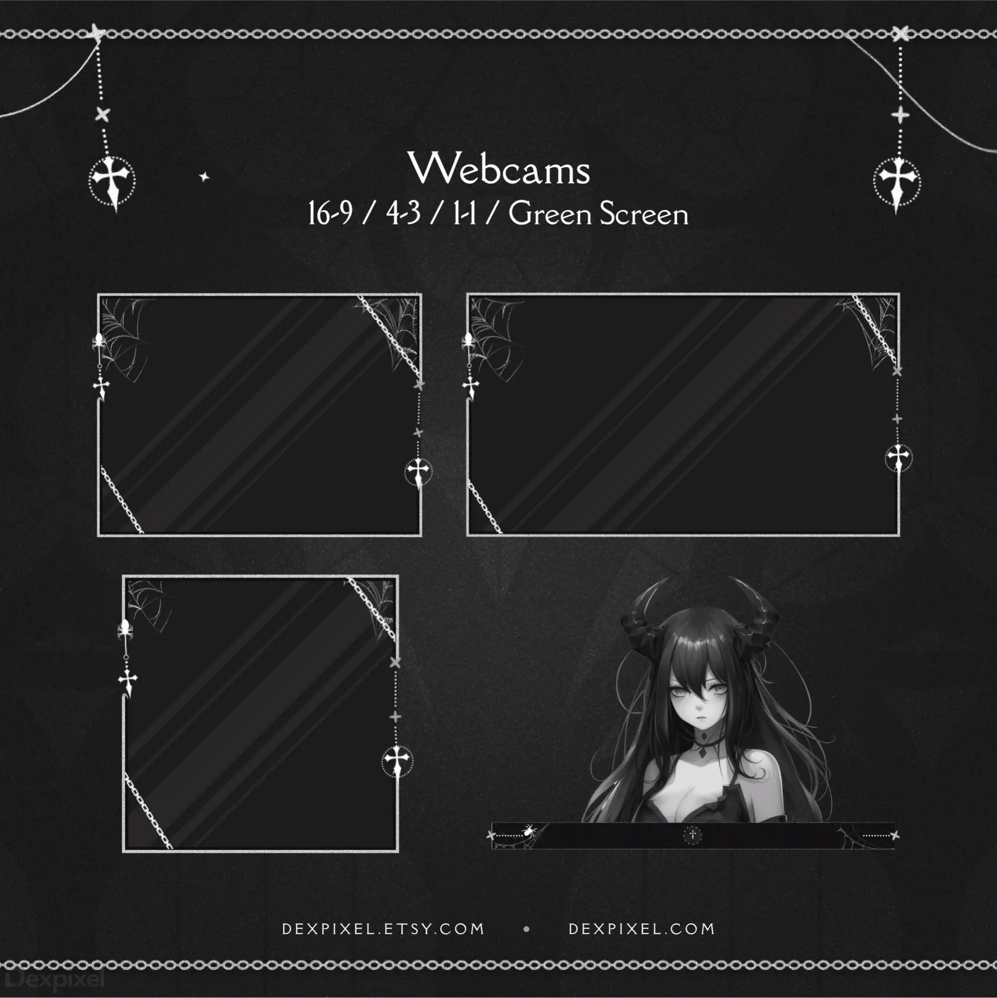 Anime-style webcam overlay template with decorative anchor and chain borders.