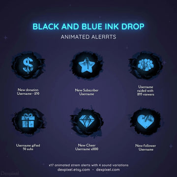 black blue ink drop animated stream alerts
