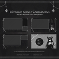 Design template for stream intermission and chat scenes with anchor decorative elements.