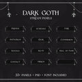 Dark gothic-themed Twitch stream panel set with anchor decorations and multiple button options.