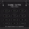 Dark gothic-themed Twitch stream panel set with silver chain decorations and anchor symbols.