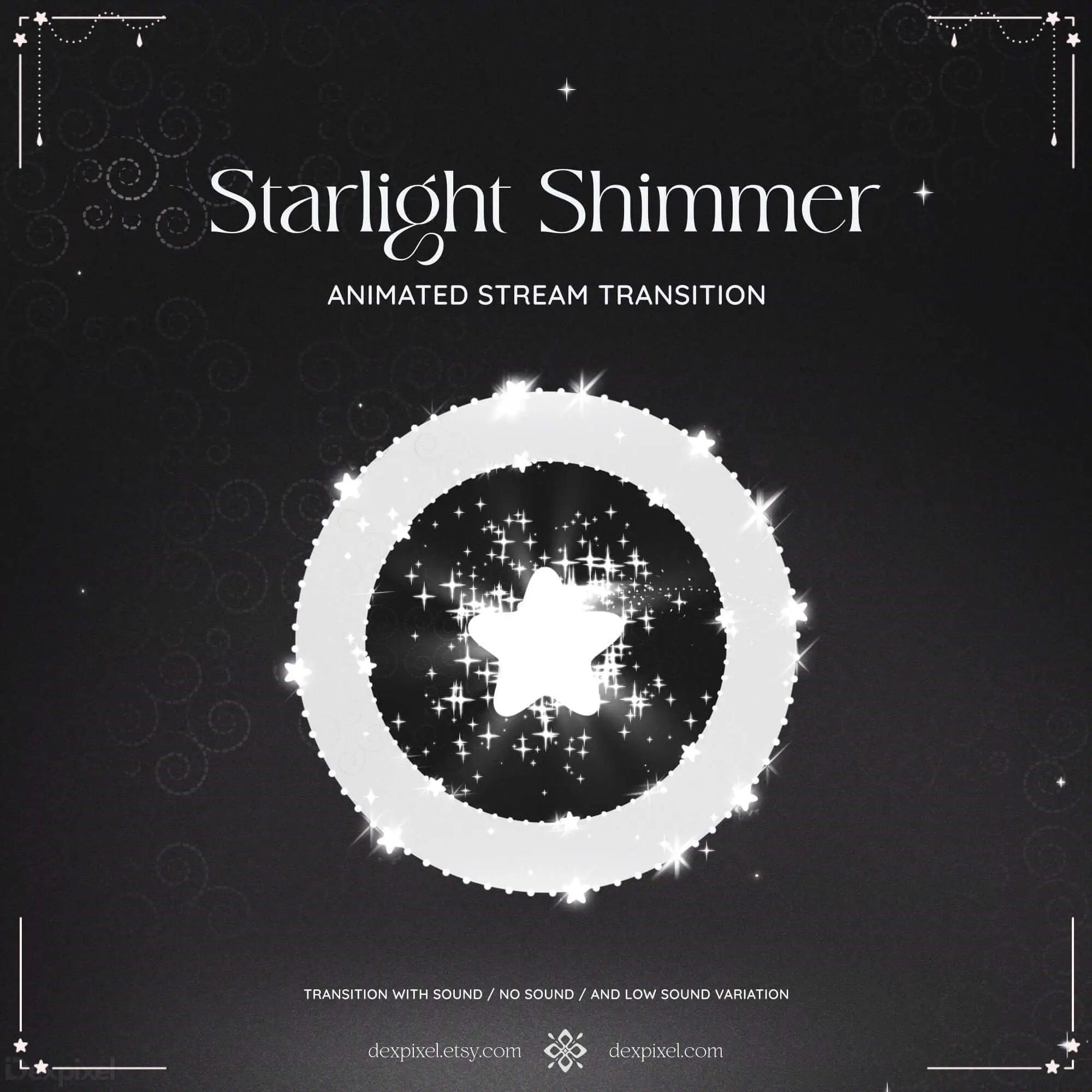 Glowing white shimmer starlight in a stunning starlight stream transition effect