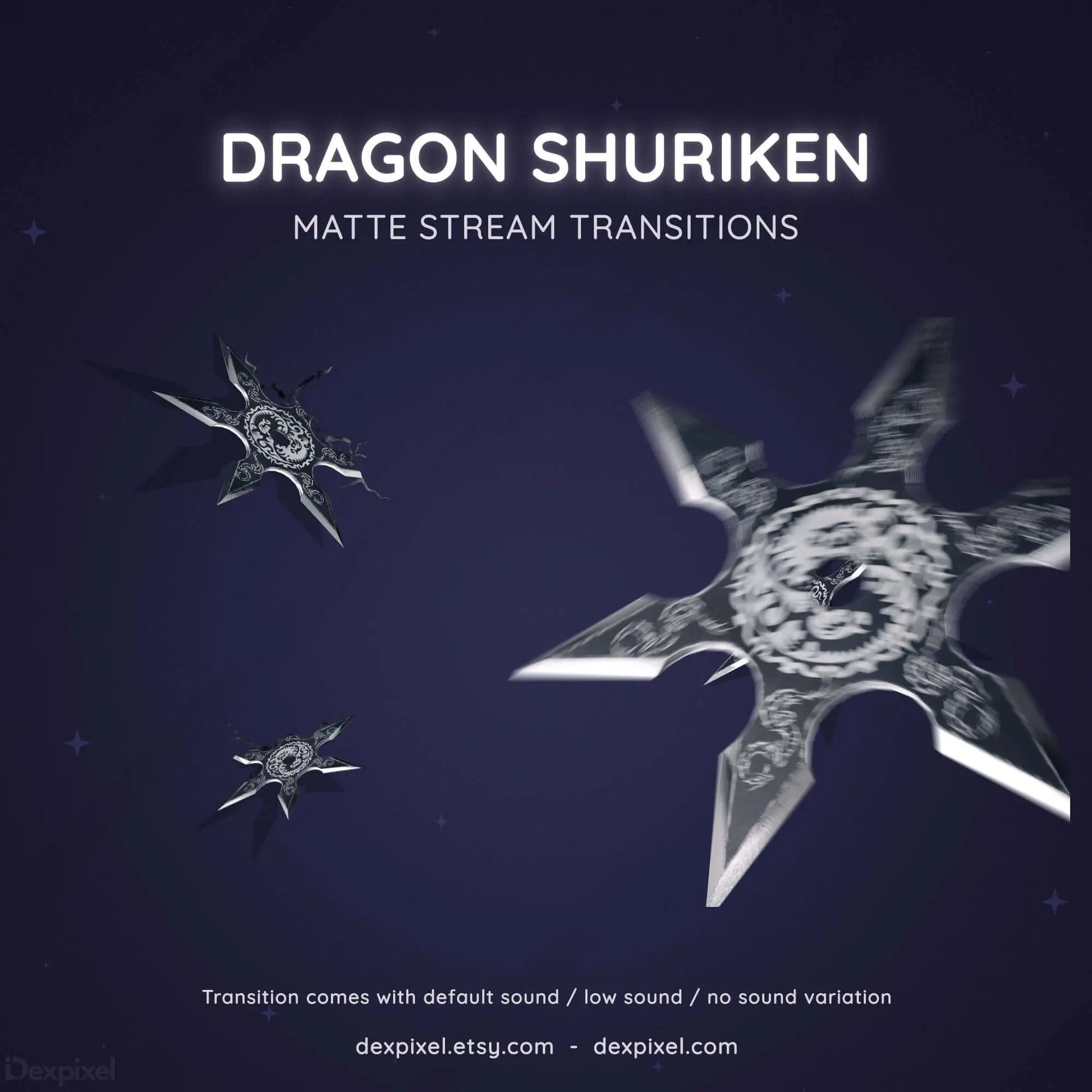 cartoon black dragon shuriken stinger stream transition
