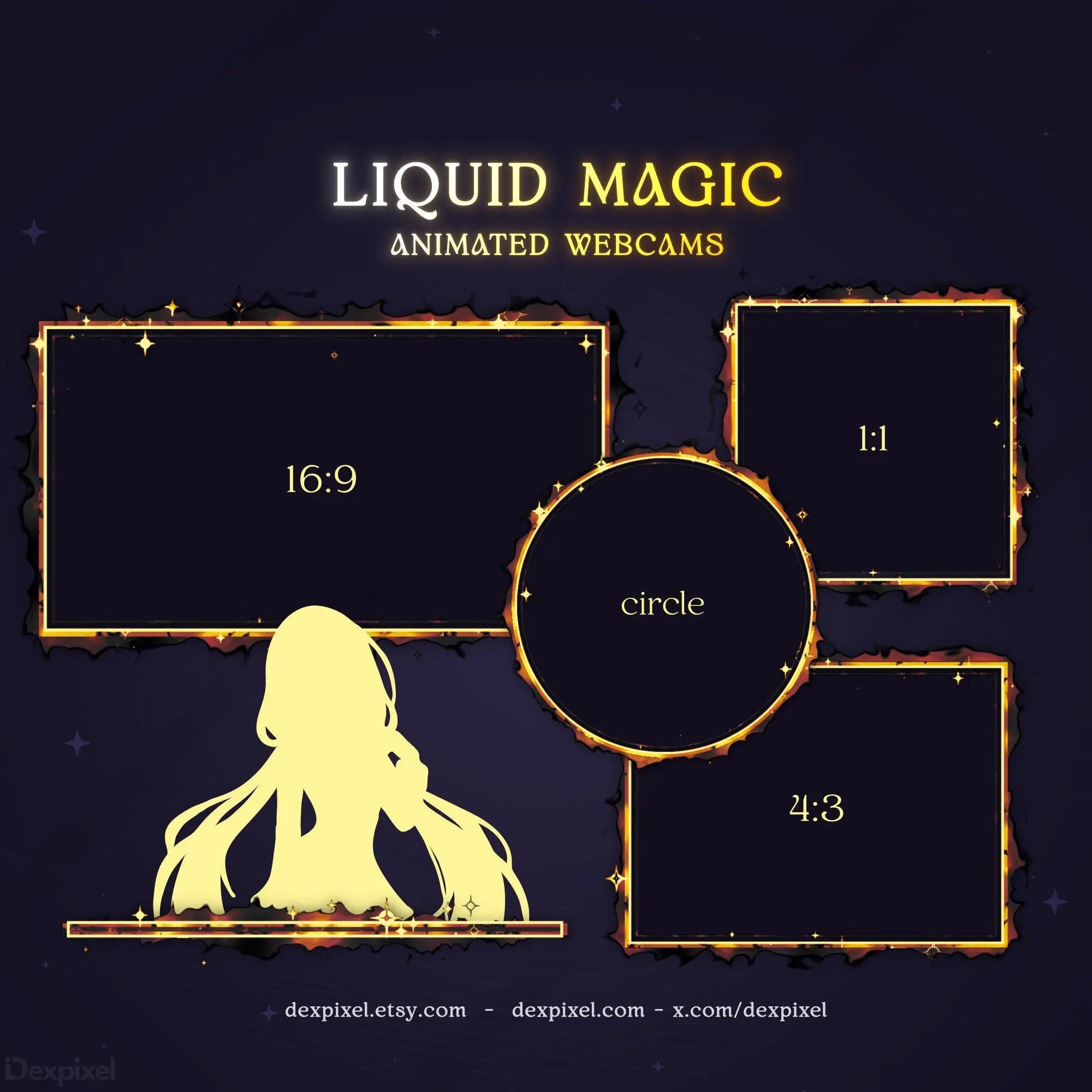 black gold liquid magic stream webcam frames