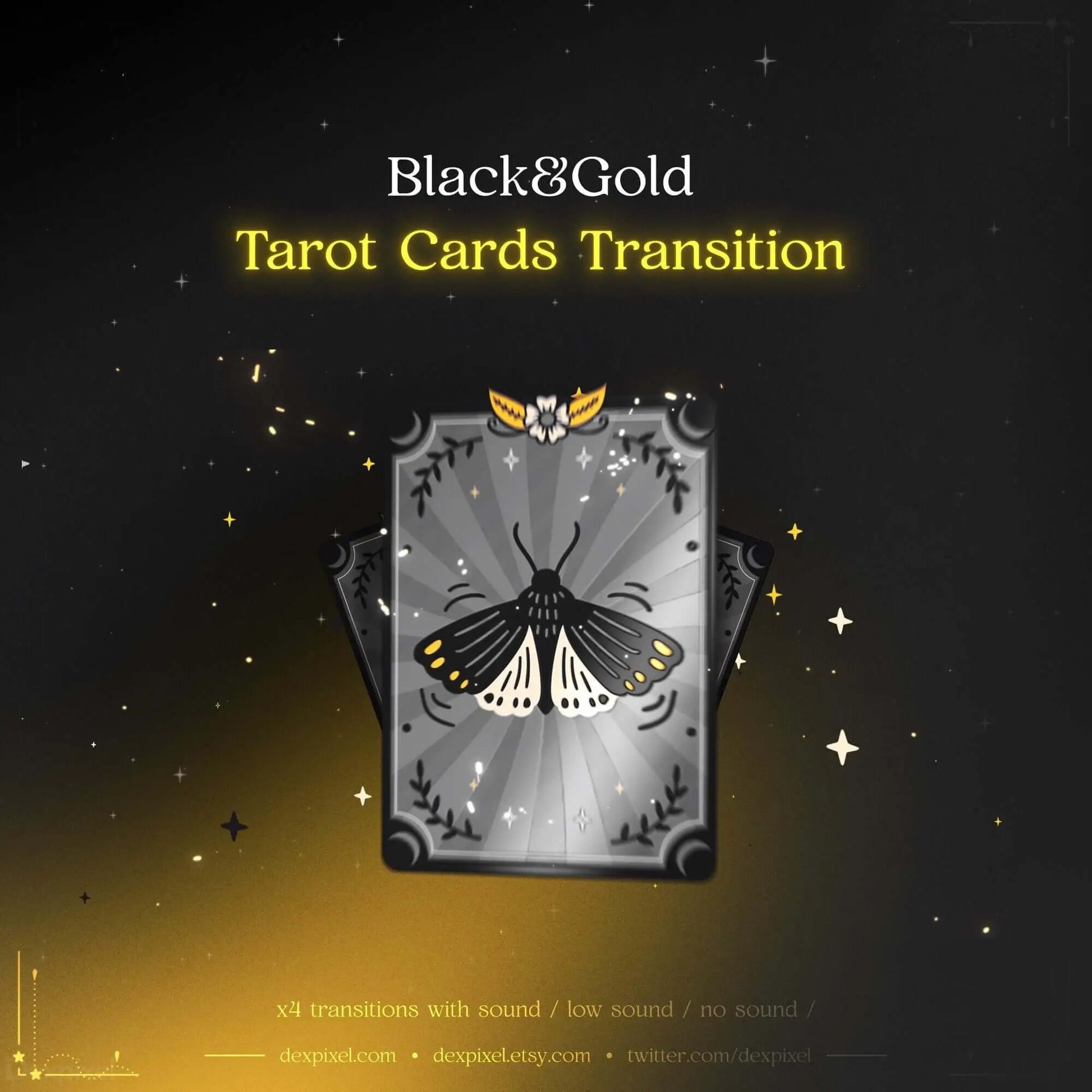 black gold moth animated stream transition