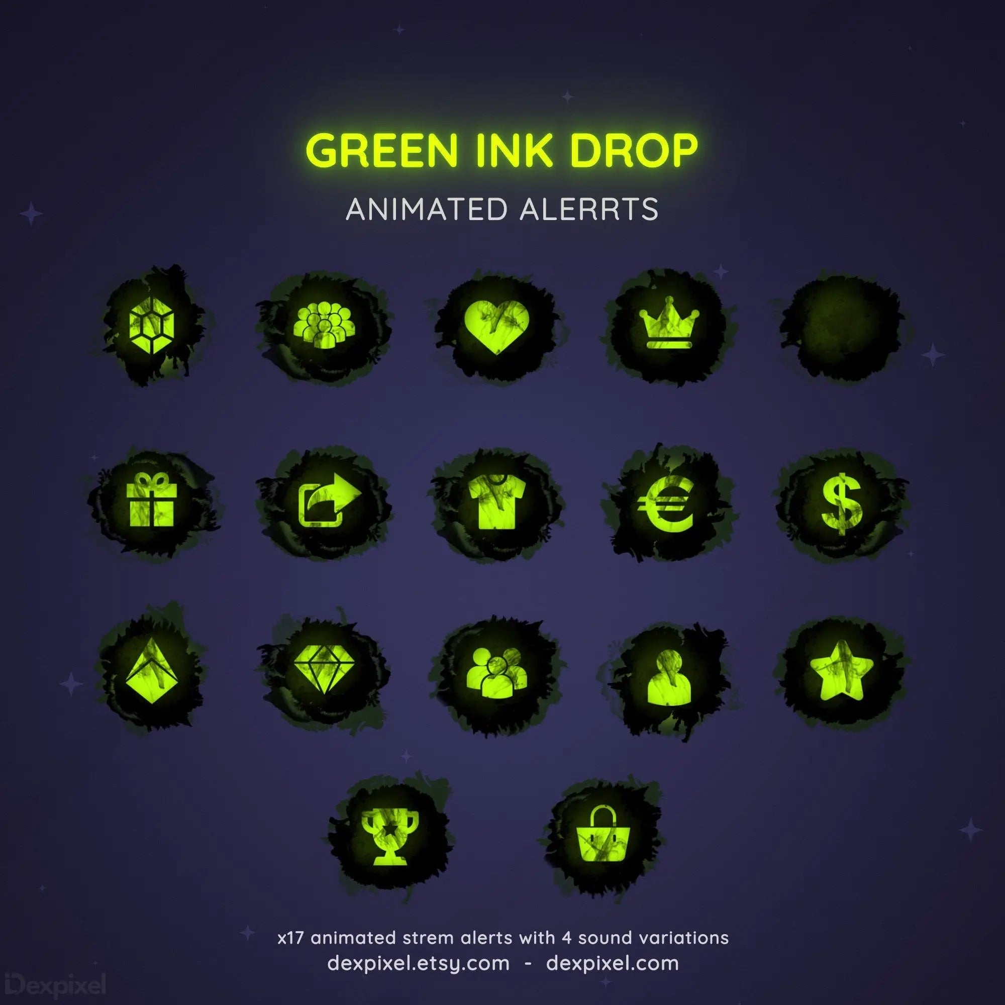 green black animated alerts for twitch

