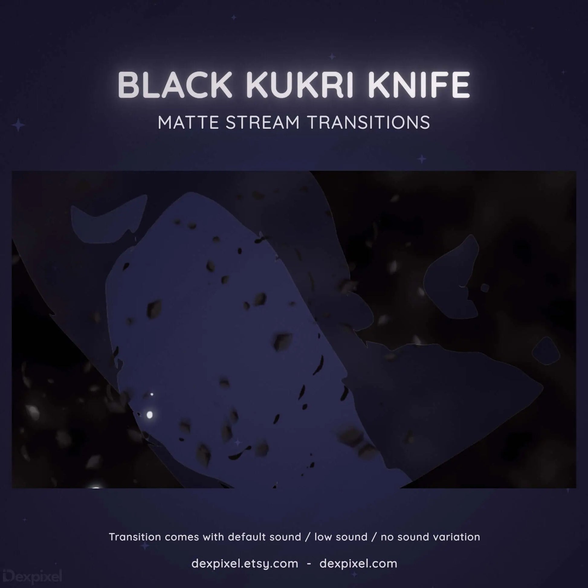 cartoon black kukri stinger stream transition
