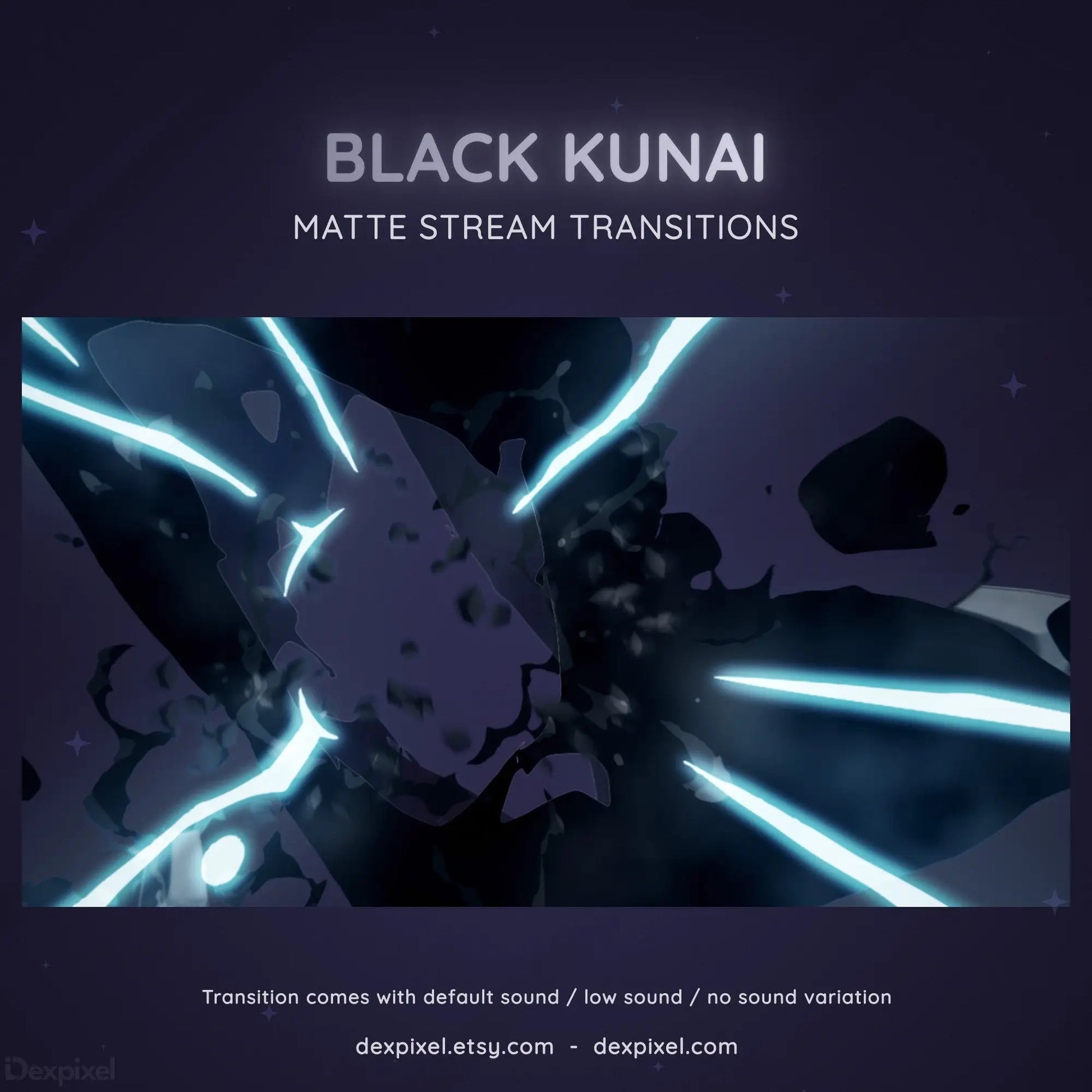 cartoon black kunai stinger stream transition
