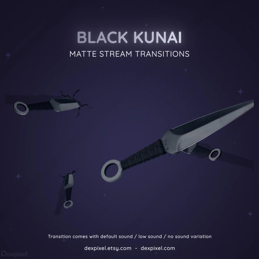 black kunai knives ninja matte stream transition
