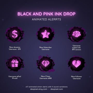 black pink ink drop twitch alerts
