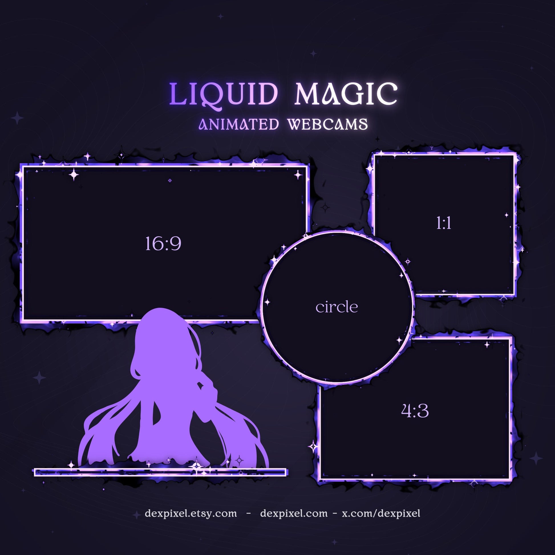 black purple cute animated liquid magic webcam