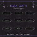 Dark gothic-themed Twitch stream panel set with cross and anchor decorative elements.