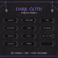 Dark gothic-themed Twitch stream panel set with inverted crosses and purple accents.