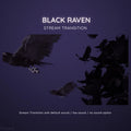 Black raven stream transition overlay with multiple flying ravens.