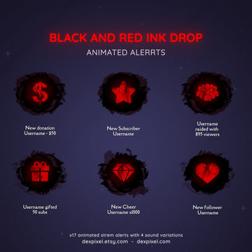 black red ink drop animated stream alerts
