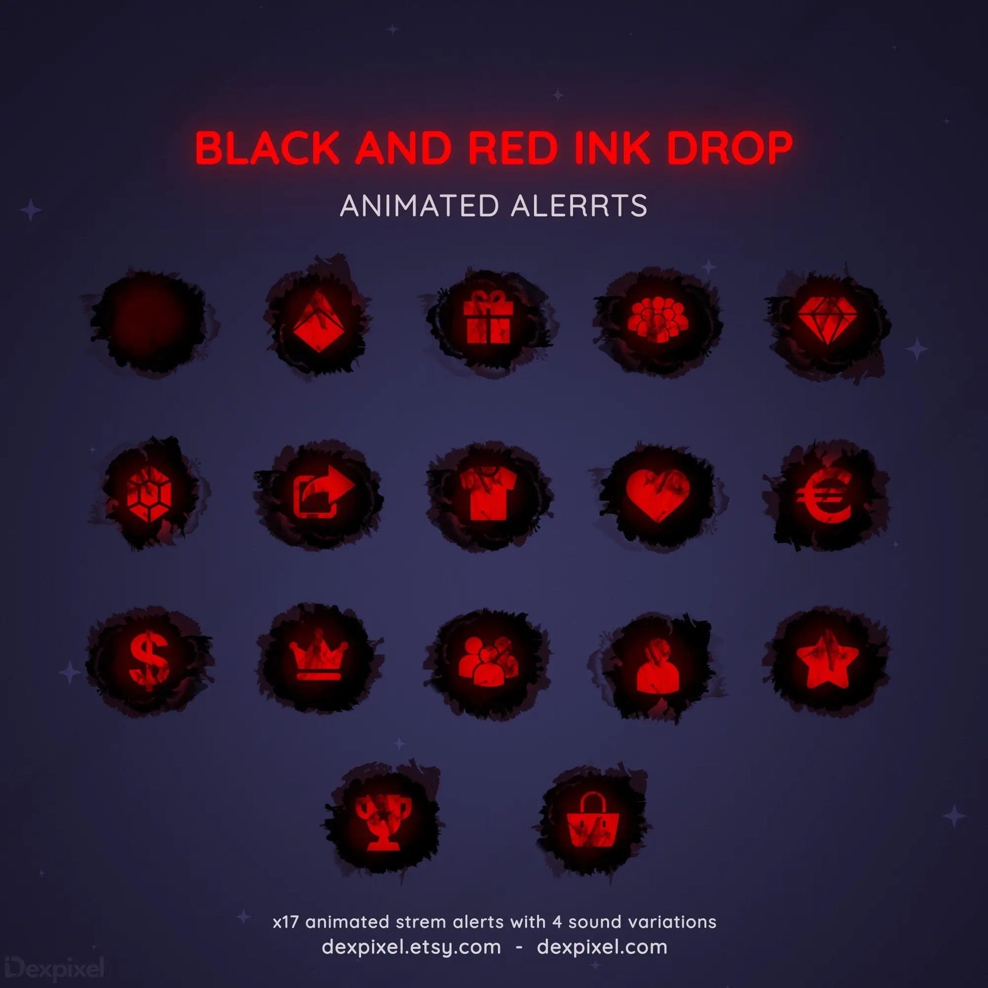 donation subsrciber ink drop twitch alerts animated
